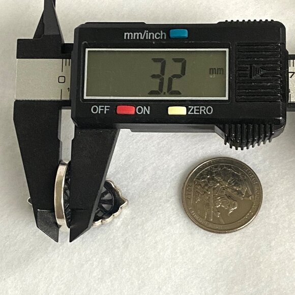 Sterling Silver 925 Openwork Scrollwork Wide Black Black Rhinestone Ring Sz 8 - Picture 15 of 16